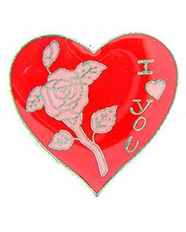 PIN-HOL,HEART,ROSE,PK/RD (1")