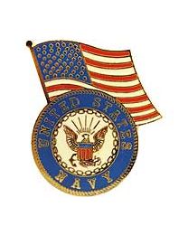 PIN-USN LOGO,W/USA FLAG (1-1/4")